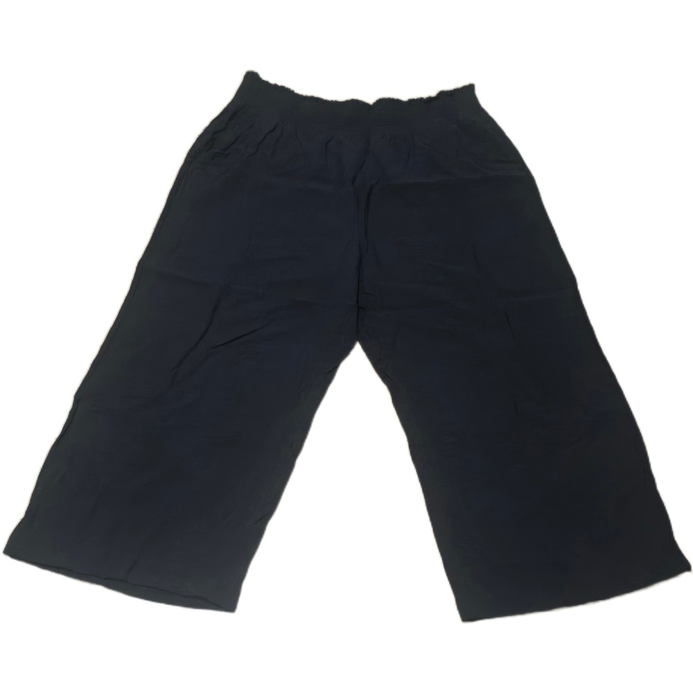 Simply‎ Vera Vera Wang Womens XXL Black Wide Leg Cropped Smocked Waist Pants